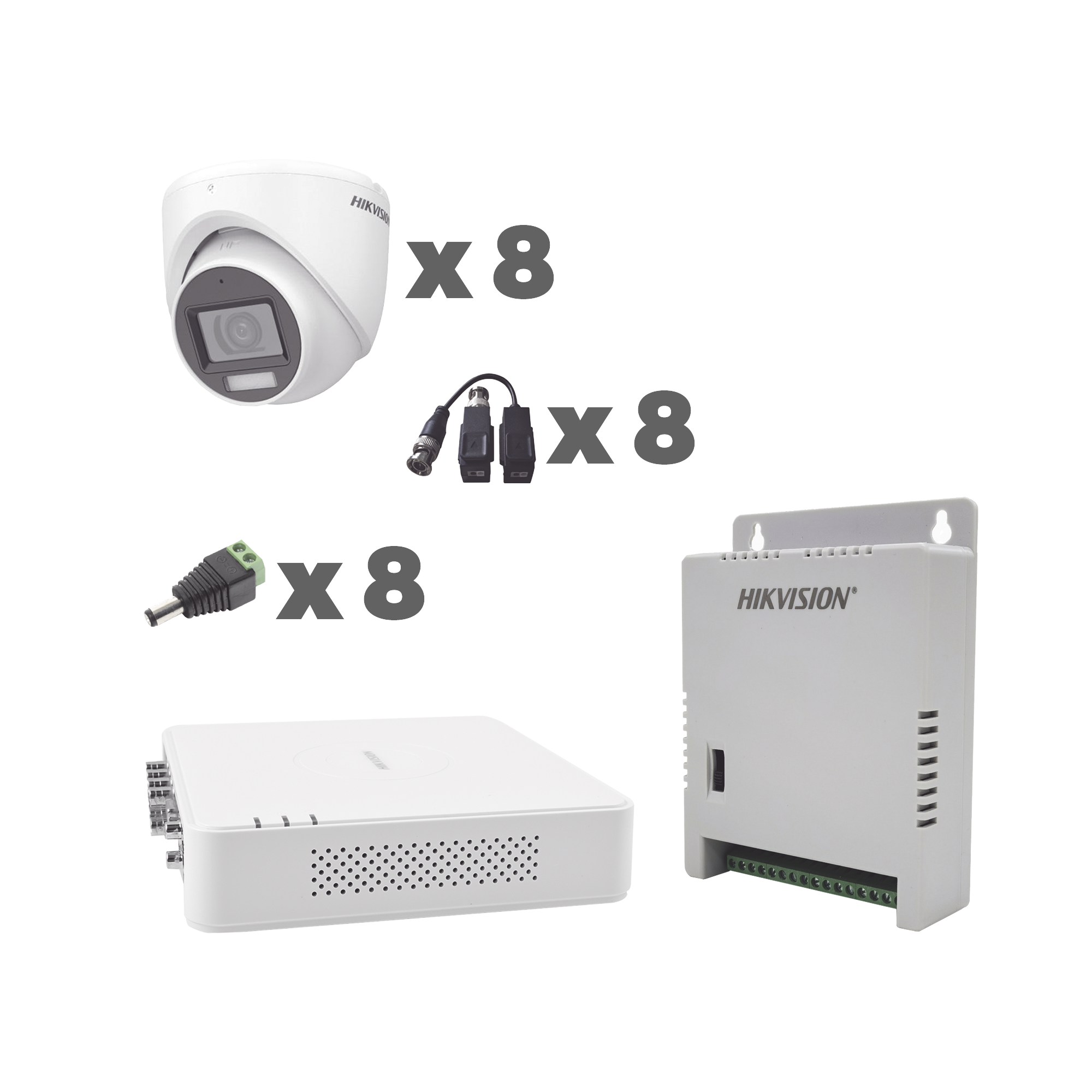 KIT TurboHD 1080p / DVR 8 Canales con audio por coaxitron / 8 Cámaras con Micrófono Integrado 106° Visión/ luz blanca + IR visión nocturna / Transceptores / Conectores / Fuente de Poder Profesional KIT TurboHD 1080p / DVR 8 Canales con audio por coaxitron / 8 Cámaras con Micrófono Integrado 106° Visión/ luz blanca + IR visión nocturna / Transceptores / Conectores / Fuente de Poder Profesional